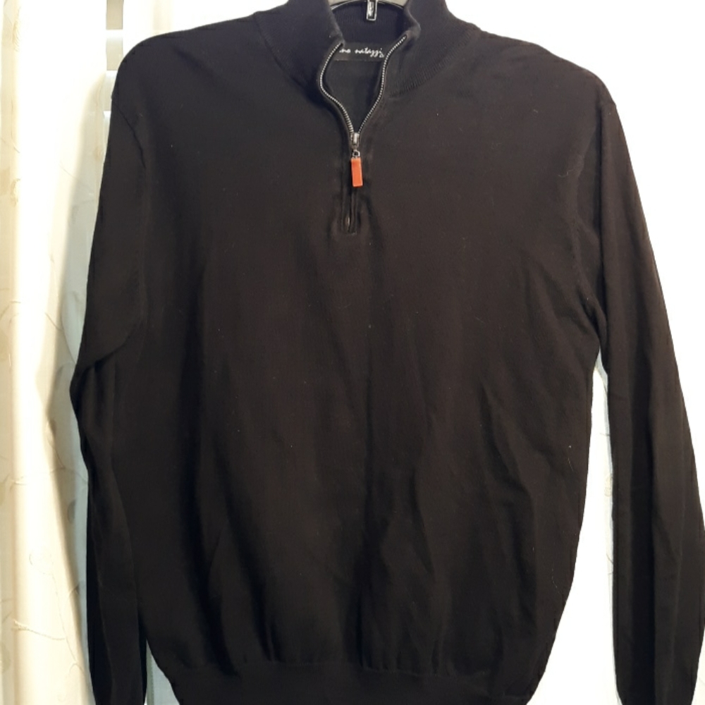 Mens L 1/4 zip pullover lightweight sweater, black